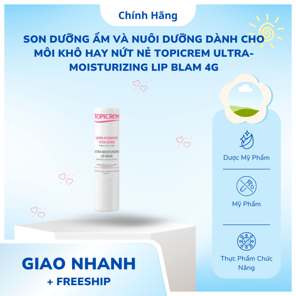 Son Dưỡng Ẩm Và Nuôi Dưỡng Dành Cho Môi Khô Hay Nứt Nẻ Topicrem Ultra-Moisturizing Lip Blam 4g
