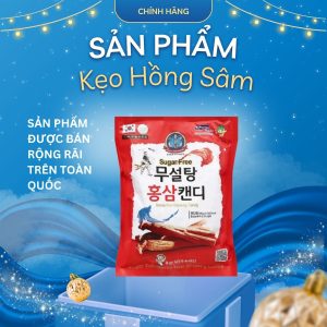 Kẹo Hồng Sâm Không Đường 365 500g – Hỗ trợ bồi bổ sức khỏe, giảm mệt mỏi, không lo tăng đường huyết