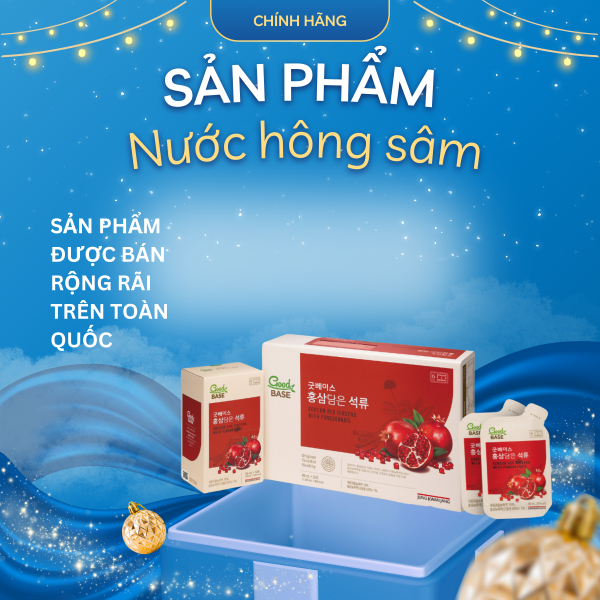KGC Goodbase Hồng Sâm Lựu Đỏ – KGC – Vị chua ngọt dễ uống, cải thiện sức khỏe & sắc vóc phái đẹp ( 50ml x 30 Gói )