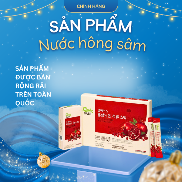KGC Goodbase Nước Hồng Sâm Lựu Đỏ – KGC – Tăng đề kháng, đẹp da, tốt cho phụ nữ hiện đại yêu sức khỏe ( 30 Gói )