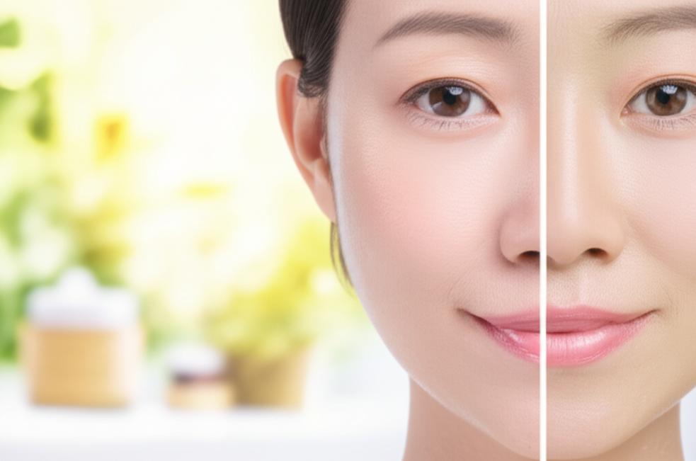 Radiant skin after using anti-wrinkle cream in spa
