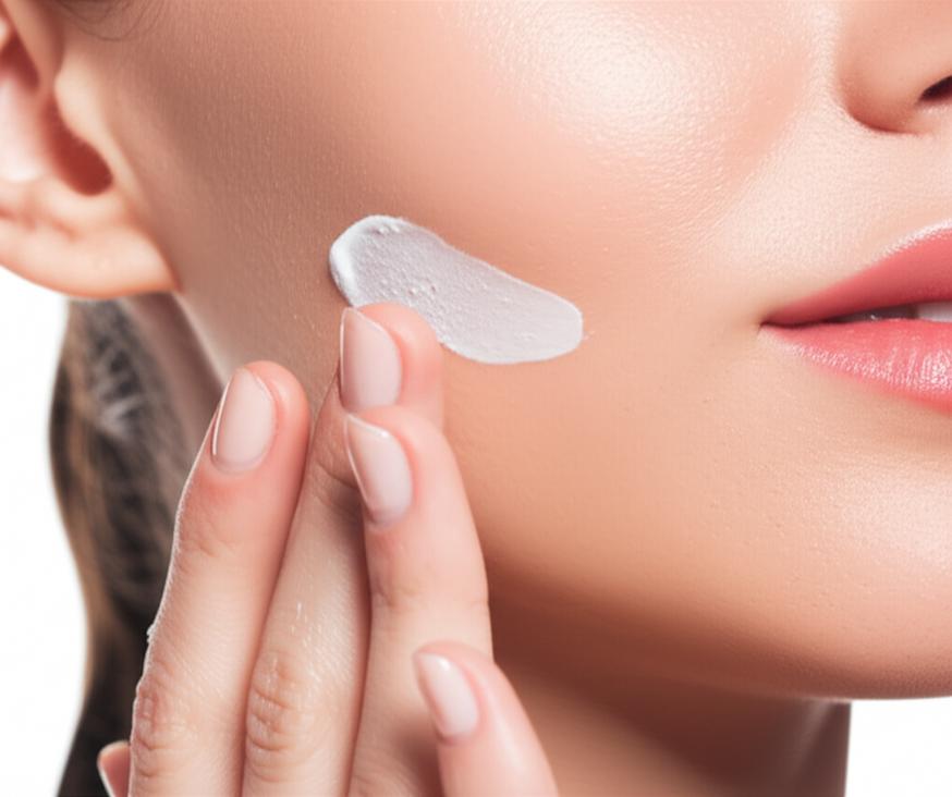 Applying physical sunscreen for sun protection.